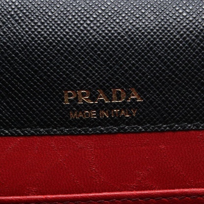 Prada Shoulder Bag Black Leather Logo Chain — view 4