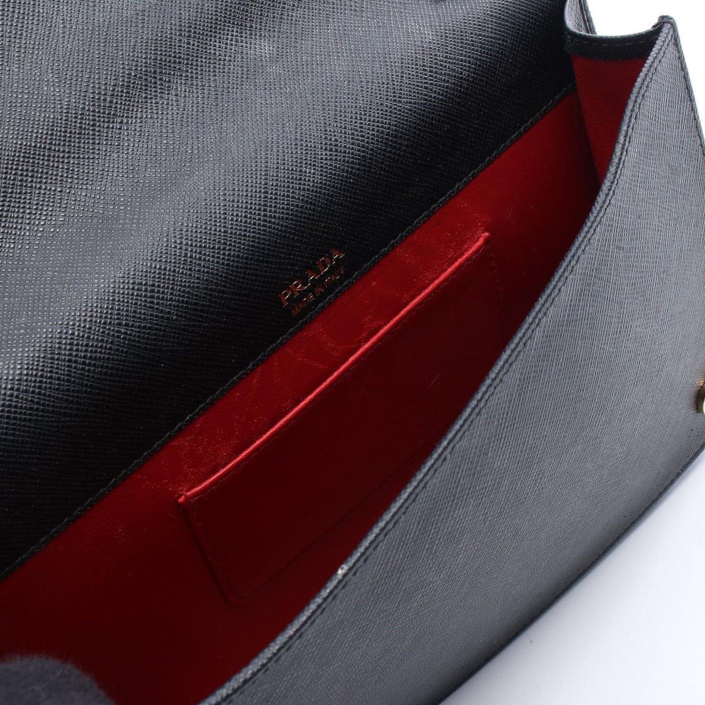 Prada Shoulder Bag Black Leather Logo Chain — view 8