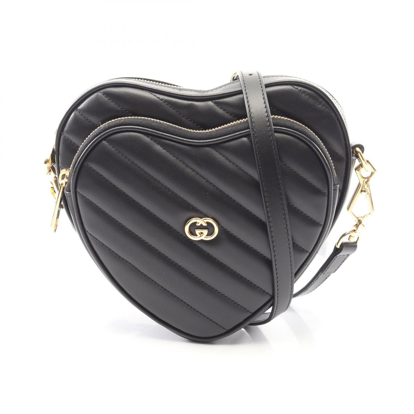 Gucci Shoulder Bag Interlocking Heart Black Leather