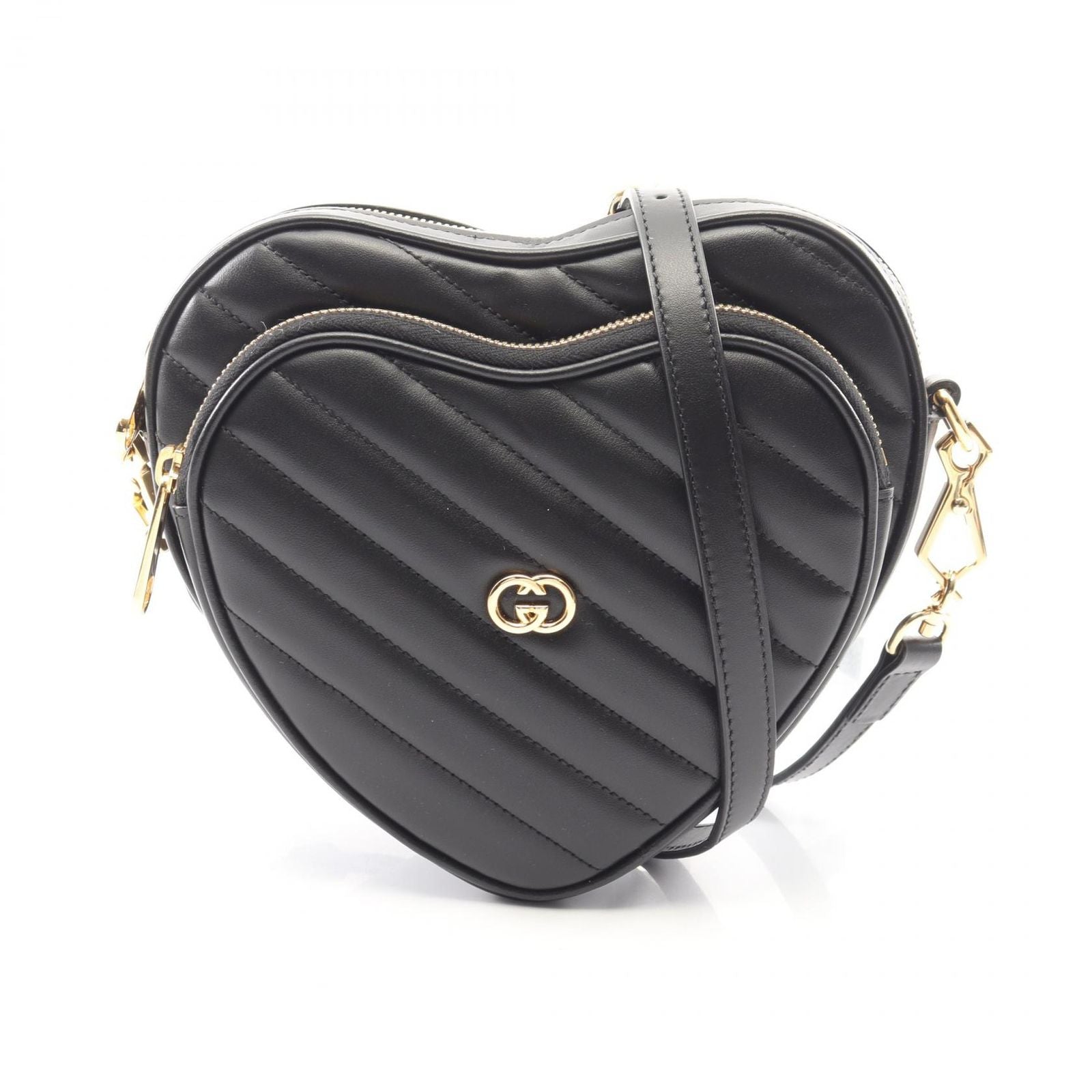 Gucci Shoulder Bag Interlocking Heart Black Leather