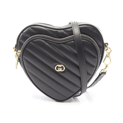 Gucci Shoulder Bag Interlocking Heart Black Leather