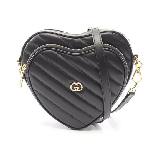 Gucci Shoulder Bag Interlocking Heart Black Leather