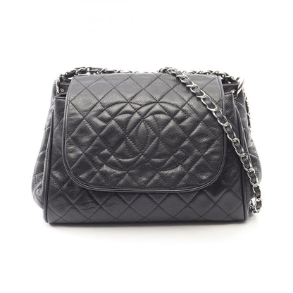 Chanel Shoulder Bag Quilted Black Caviar Leather Chain