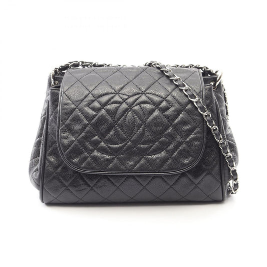 Chanel Shoulder Bag Quilted Black Caviar Leather Chain