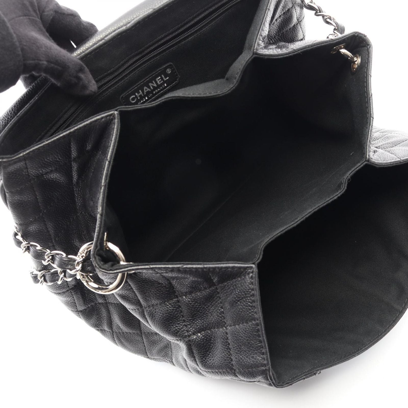 Chanel Shoulder Bag Quilted Black Caviar Leather Chain — view 3