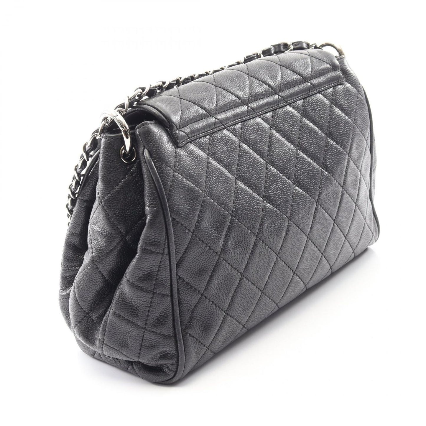 Chanel Shoulder Bag Quilted Black Caviar Leather Chain — view 2
