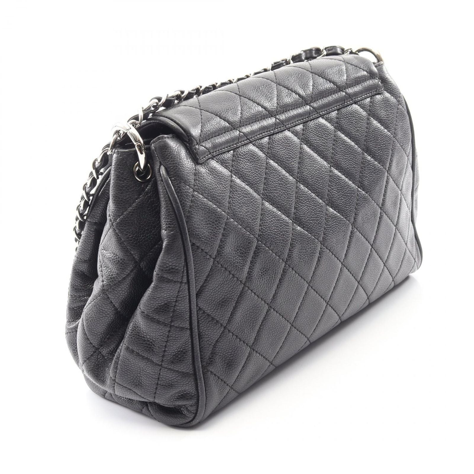 Chanel Shoulder Bag Quilted Black Caviar Leather Chain — view 2