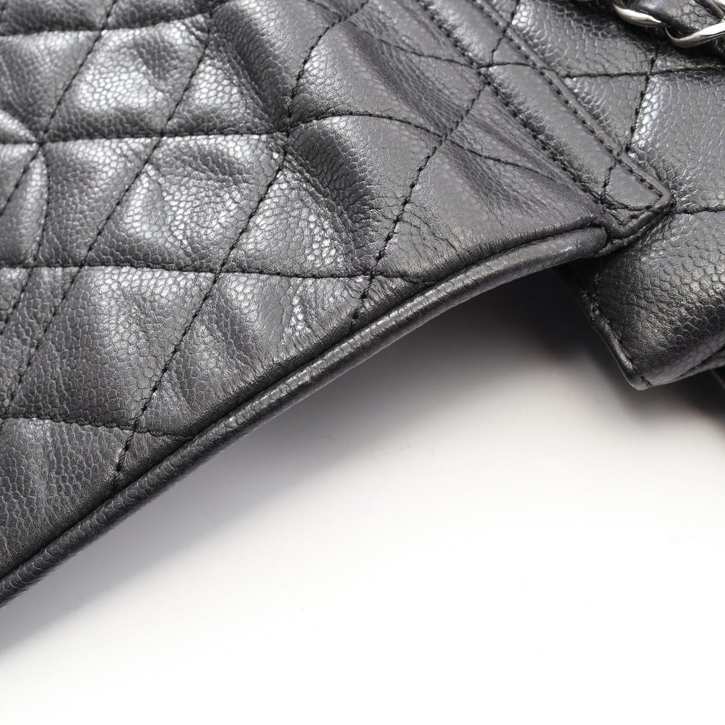 Chanel Shoulder Bag Quilted Black Caviar Leather Chain — view 8