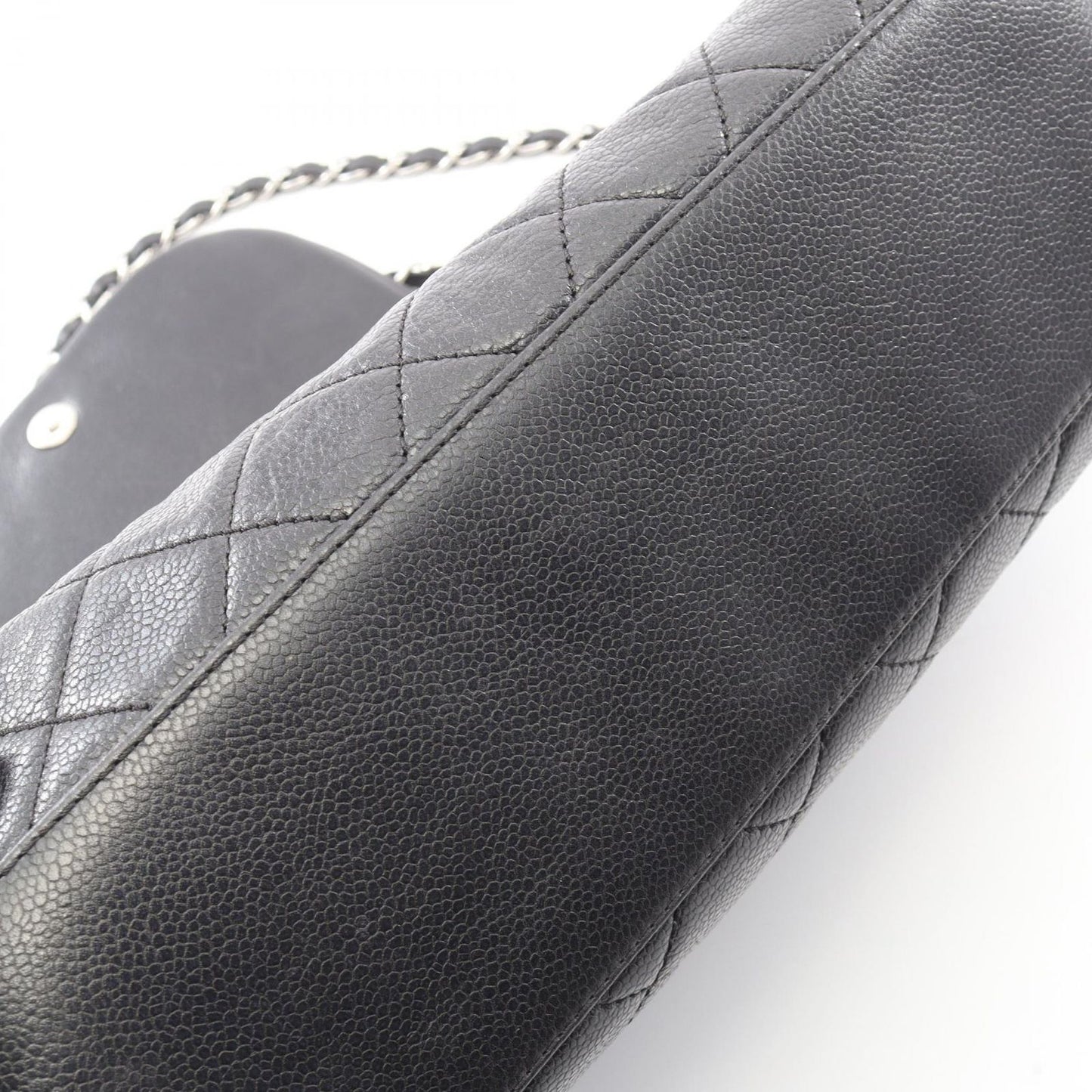 Chanel Shoulder Bag Quilted Black Caviar Leather Chain — view 7