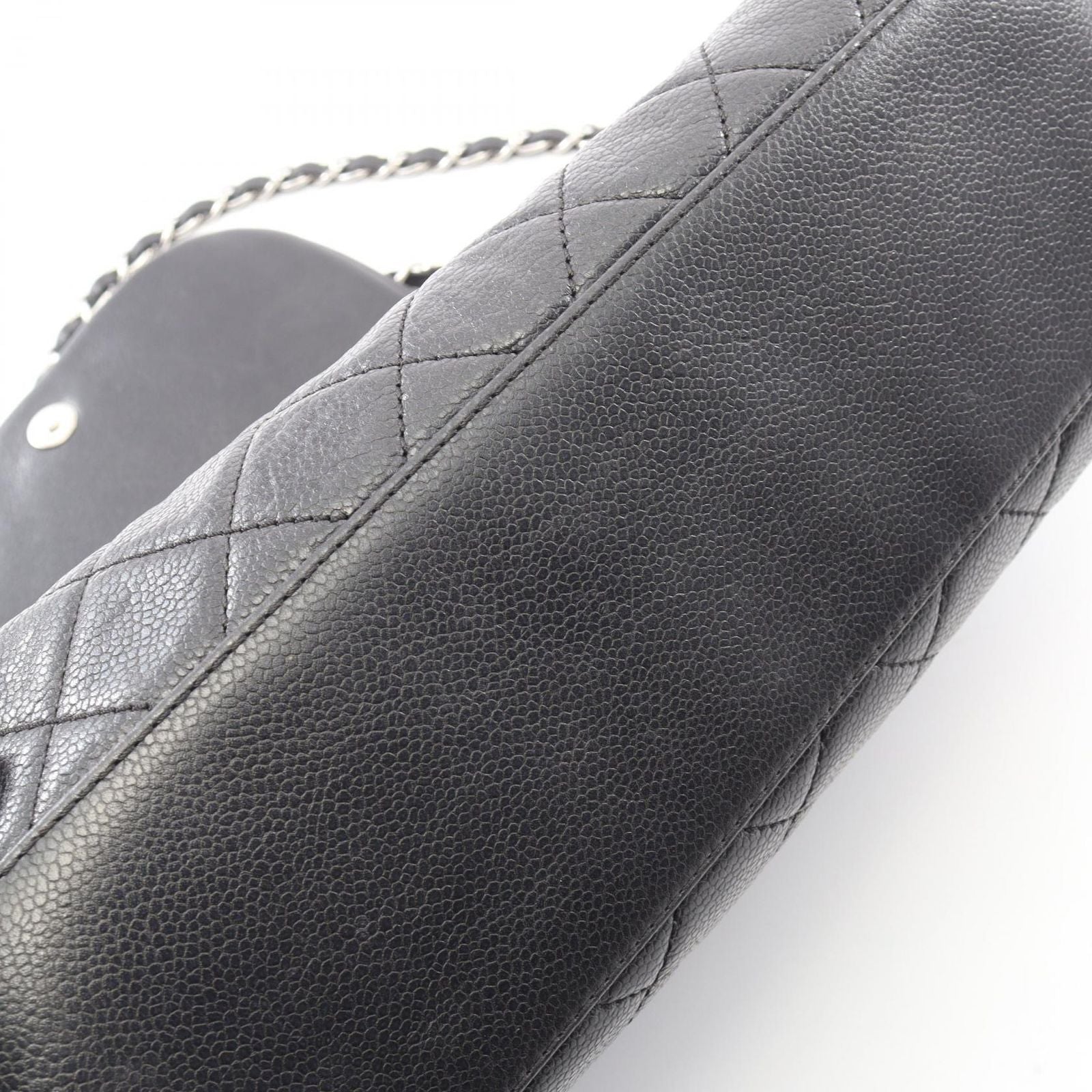 Chanel Shoulder Bag Quilted Black Caviar Leather Chain — view 7