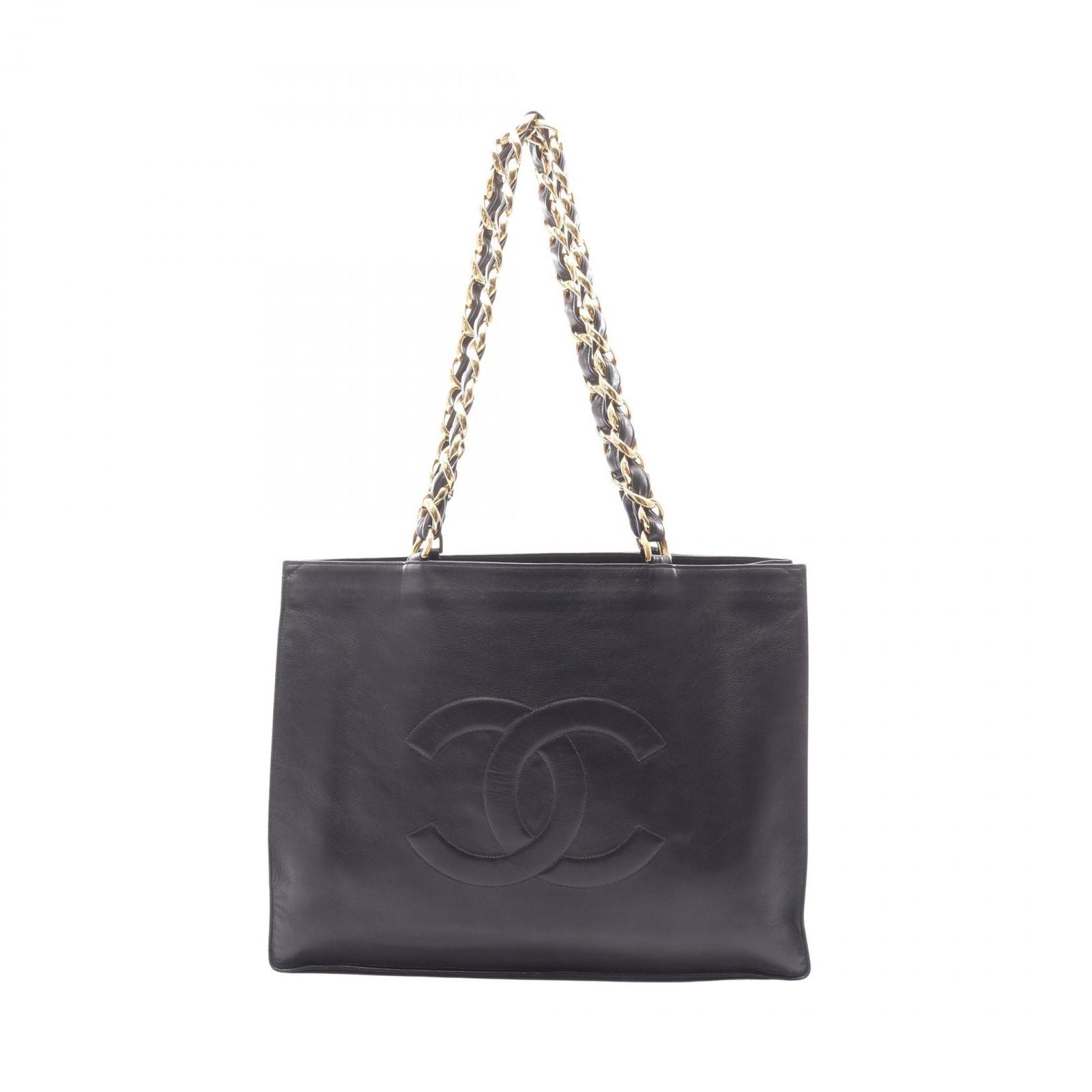 Chanel Tote Black Lambskin Jumbo CC Logo Chain