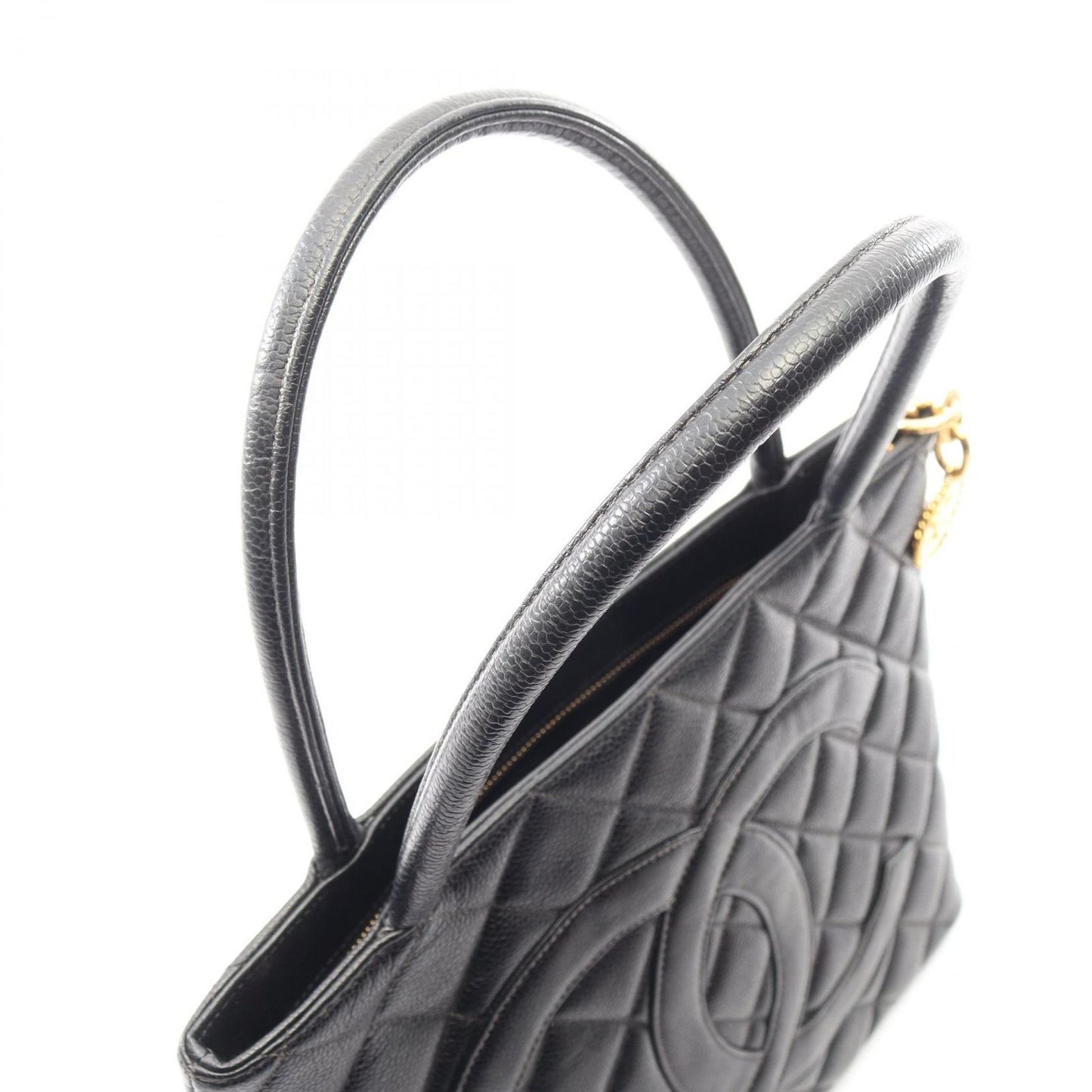 Chanel Tote Medallion Black Caviar Leather — view 8