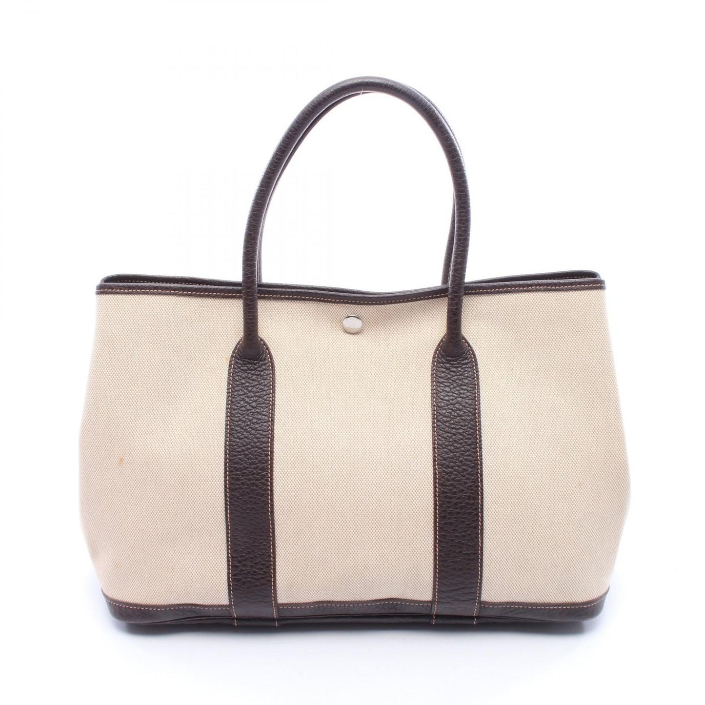 Hermes Tote Garden Party PM Ecru Brown Leather