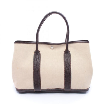 Hermes Tote Garden Party PM Ecru Brown Leather