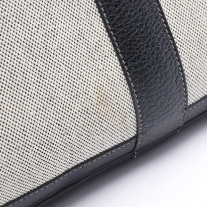 Hermes Tote Garden Party PM Bolduc Ribbon Ecru Black Leather — view 5