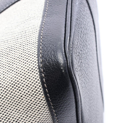 Hermes Tote Garden Party PM Bolduc Ribbon Ecru Black Leather — view 6