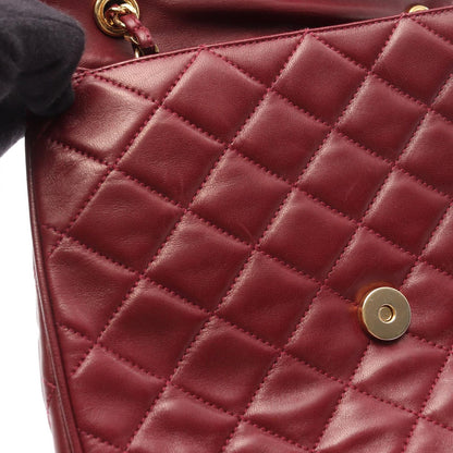 Chanel Shoulder Bag Quilted Wine Red Lambskin Diamond Stitch CC Logo Chain — view 9