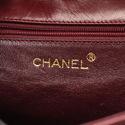 Chanel Shoulder Bag Quilted Wine Red Lambskin Diamond Stitch CC Logo Chain — view 4