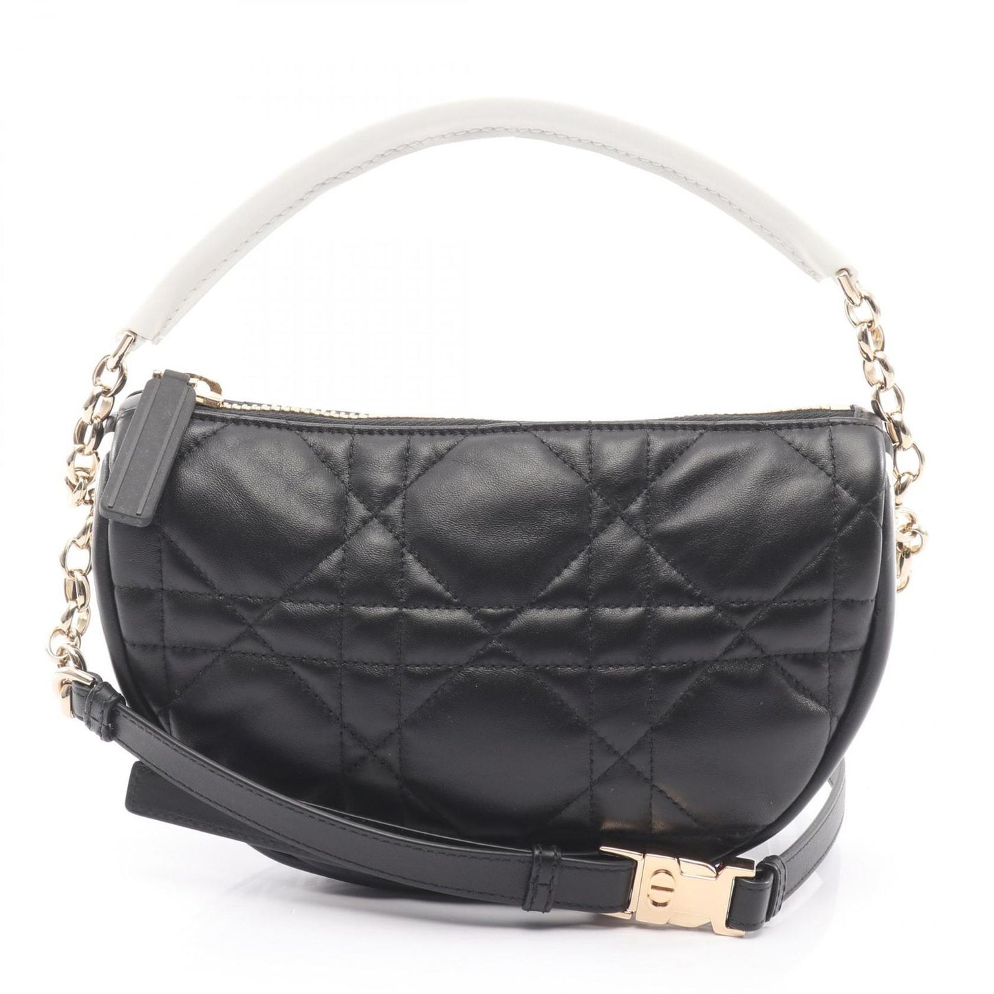 Dior Shoulder Bag Vibe Cannage 2-Way Black White Leather