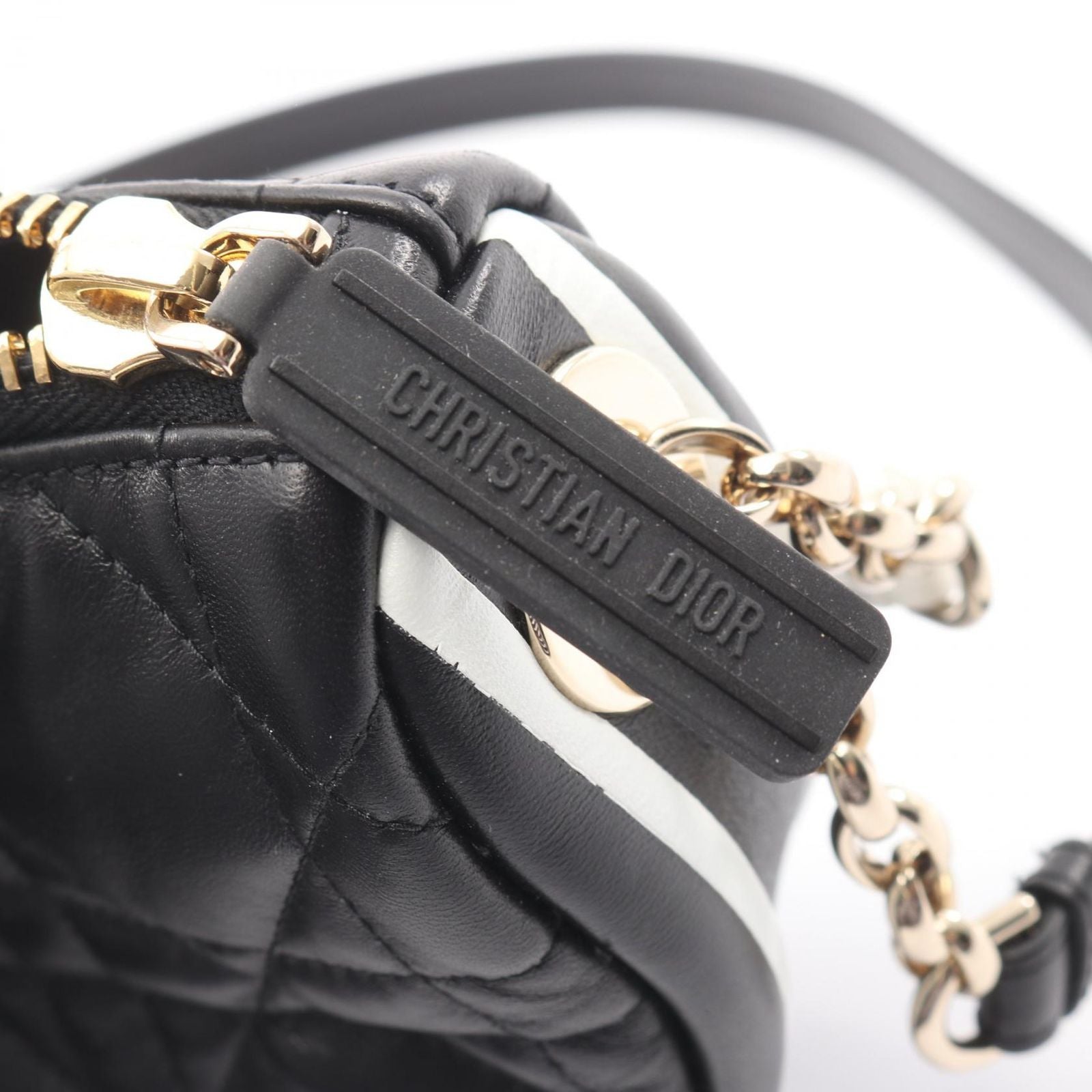 Dior Shoulder Bag Vibe Cannage 2-Way Black White Leather — view 8