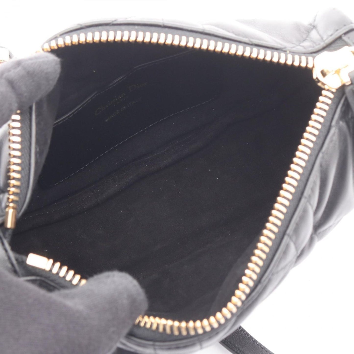 Dior Shoulder Bag Vibe Cannage 2-Way Black White Leather — view 3
