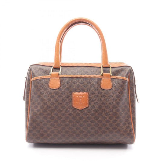 Celine Handbag Macadam Dark Brown Canvas Leather Mini Boston