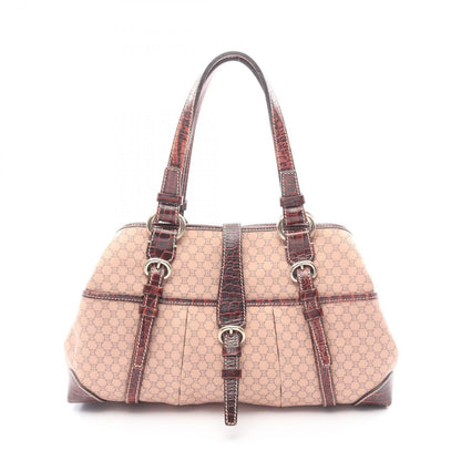 Celine Handbag Macadam Pink Beige Canvas Leather Tote