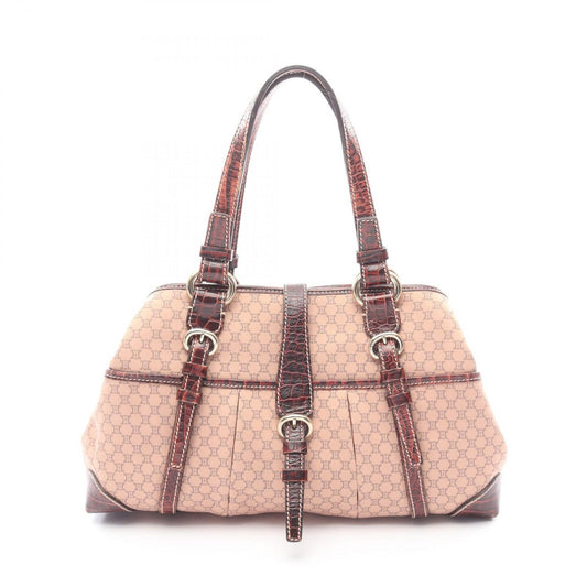 Celine Handbag Macadam Pink Beige Canvas Leather Tote