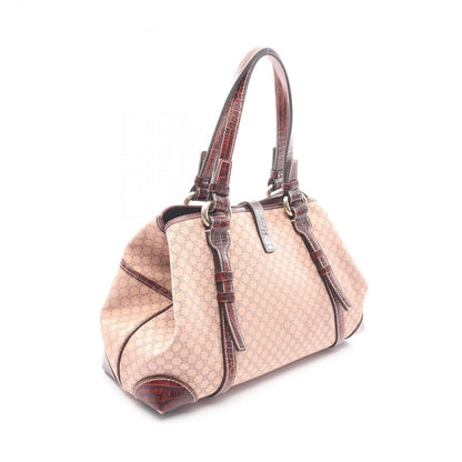 Celine Handbag Macadam Pink Beige Canvas Leather Tote — view 2