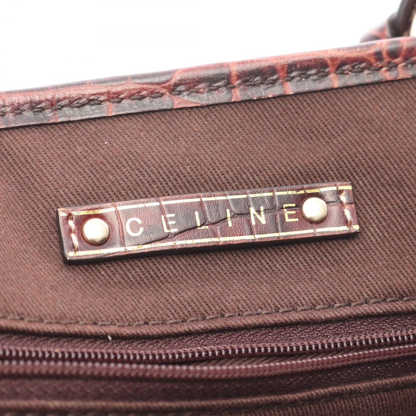 Celine Handbag Macadam Pink Beige Canvas Leather Tote — view 4