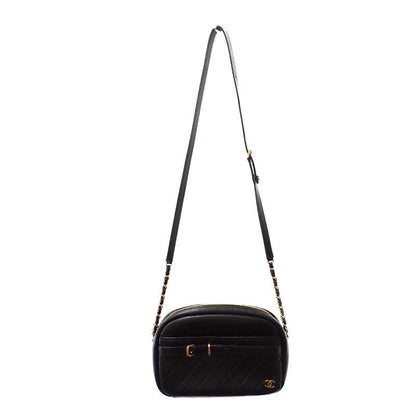 Chanel Camera Bag Lambskin Leather Quilted CC Logo Black Vintage Gold Mini Party — view 8