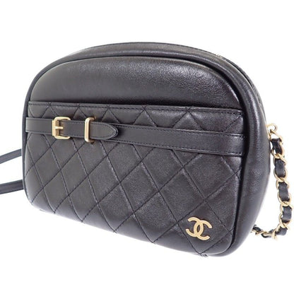 Chanel Camera Bag Lambskin Leather Quilted CC Logo Black Vintage Gold Mini Party — view 7
