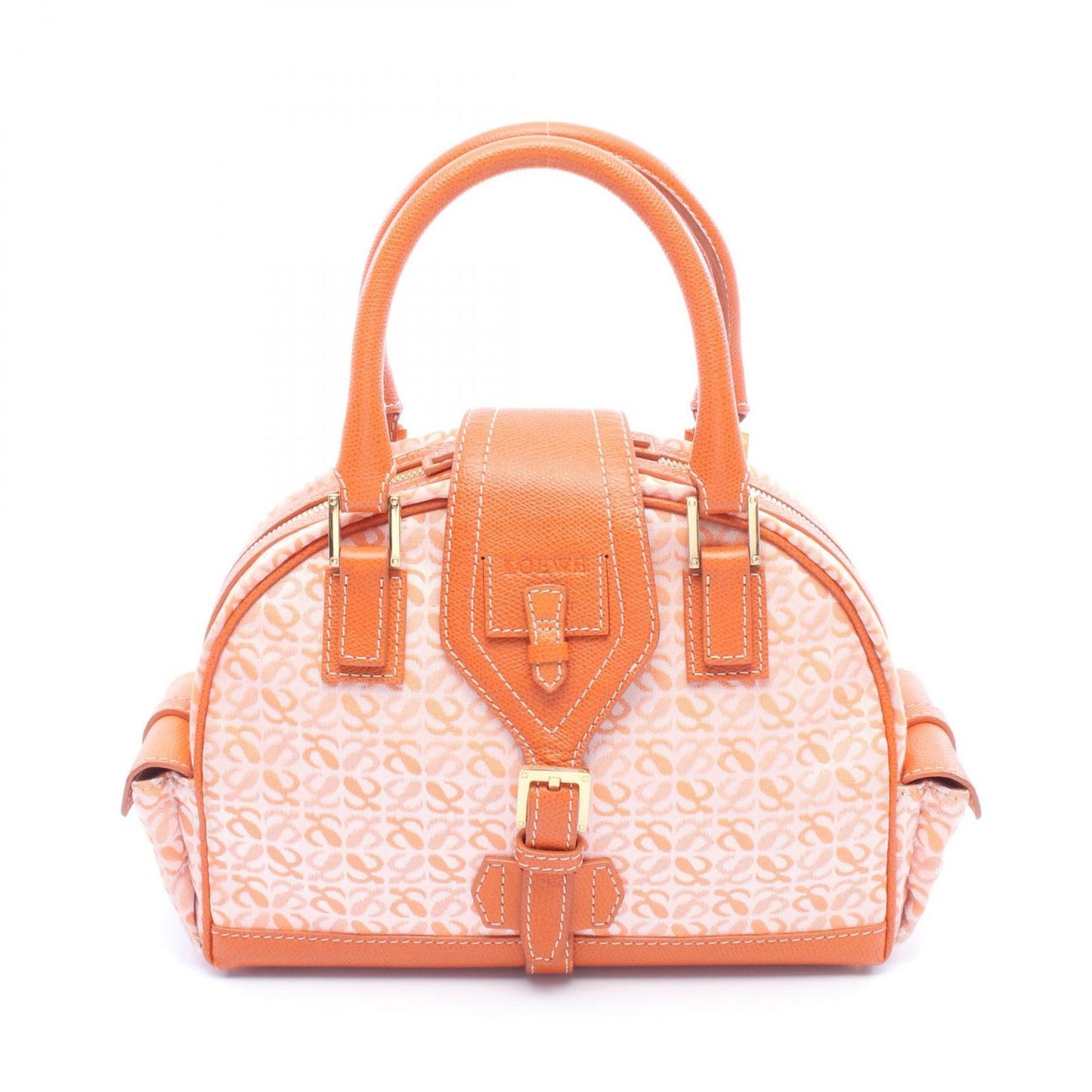 Loewe Anagram Small Bowling Bag Orange Canvas Leather