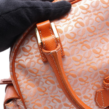 Loewe Anagram Small Bowling Bag Orange Canvas Leather — view 5
