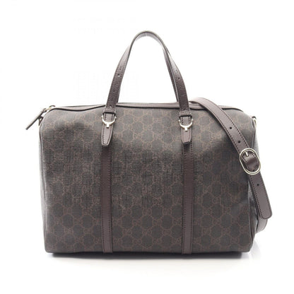 Gucci Handbag GG Supreme 2-Way Dark Brown Canvas Leather