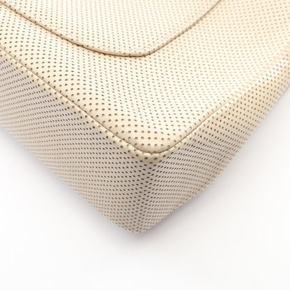 Chanel Shoulder Bag CC Logo Perforated Beige Red Leather Turnlock — view 7