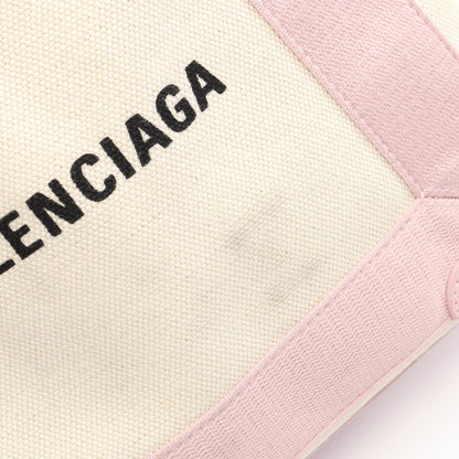 Balenciaga Handbag Navy Cabas XS 2-Way White Pink Canvas Leather — view 5
