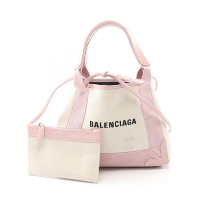 Balenciaga Handbag Navy Cabas XS 2-Way White Pink Canvas Leather