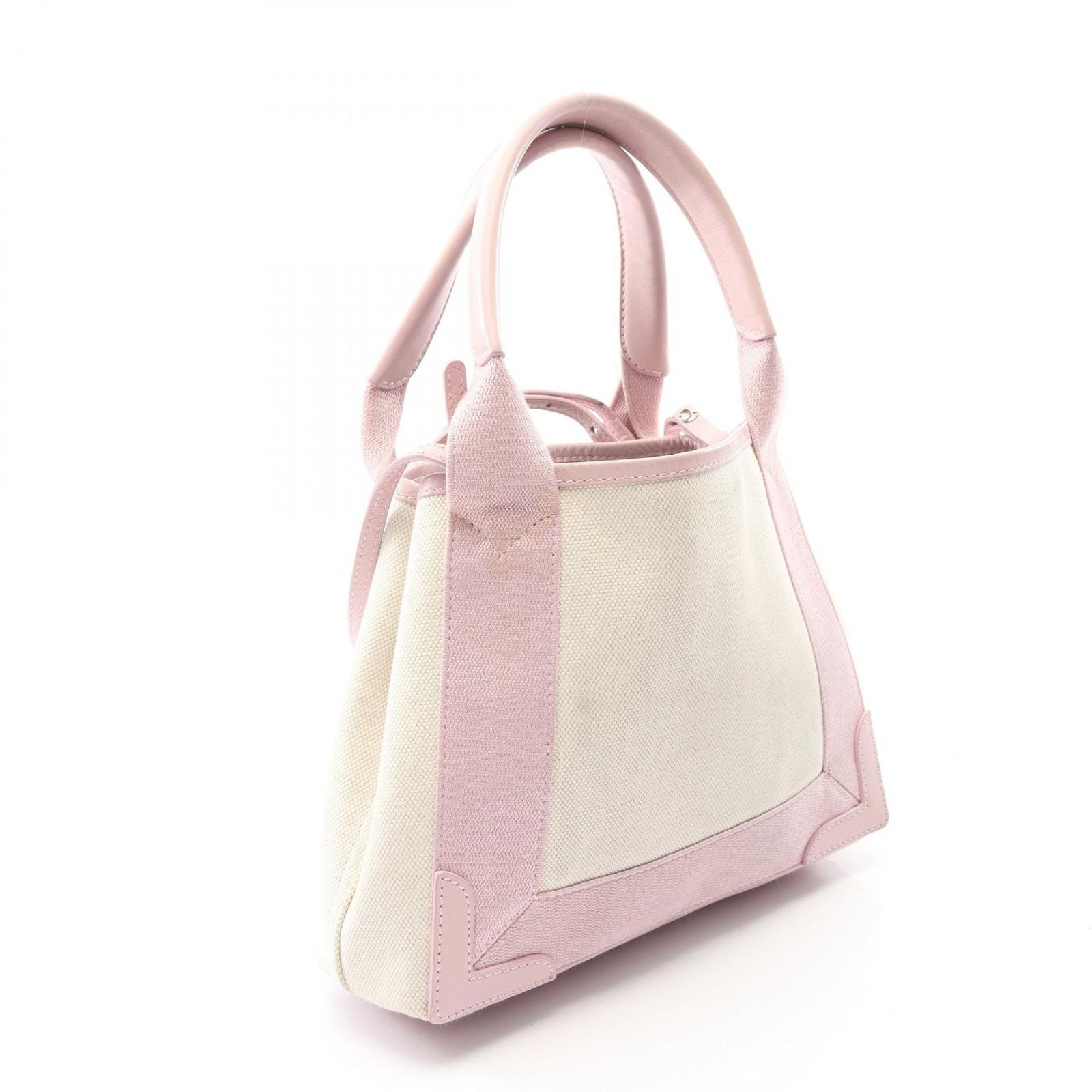 Balenciaga Handbag Navy Cabas XS 2-Way White Pink Canvas Leather — view 2