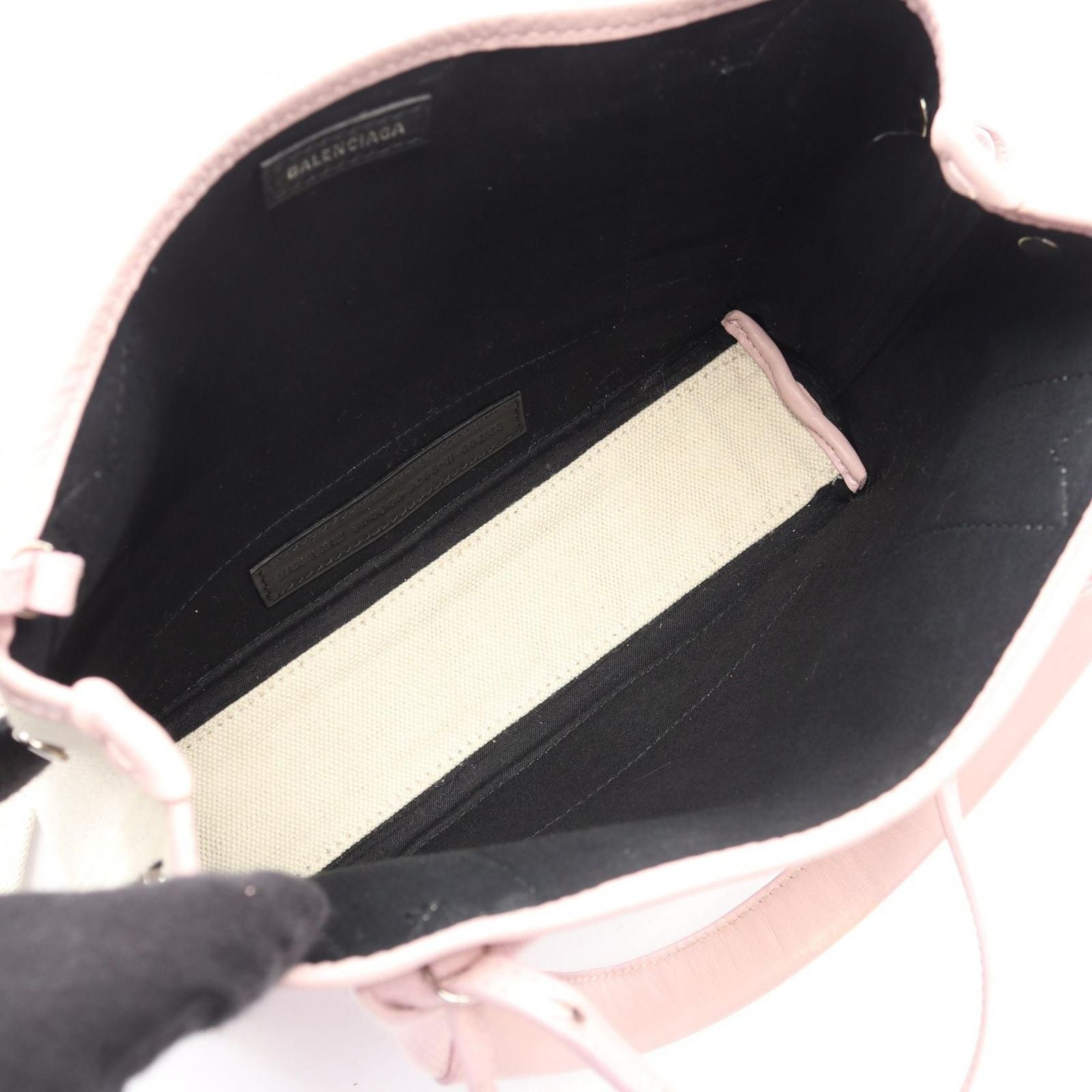 Balenciaga Handbag Navy Cabas XS 2-Way White Pink Canvas Leather — view 3