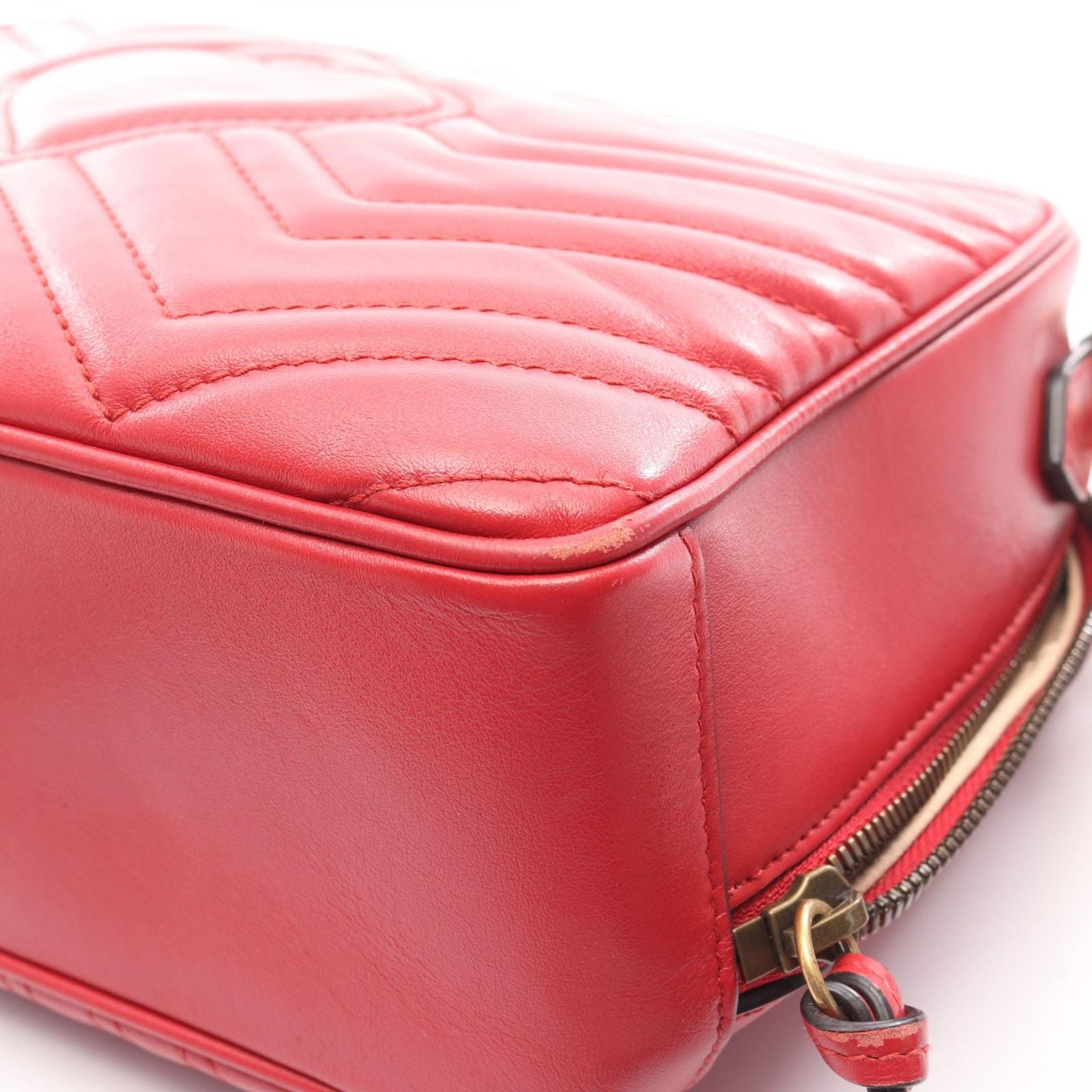 Gucci Handbag GG Marmont Top Handle Bag 2-Way Red Leather Shoulder — view 8
