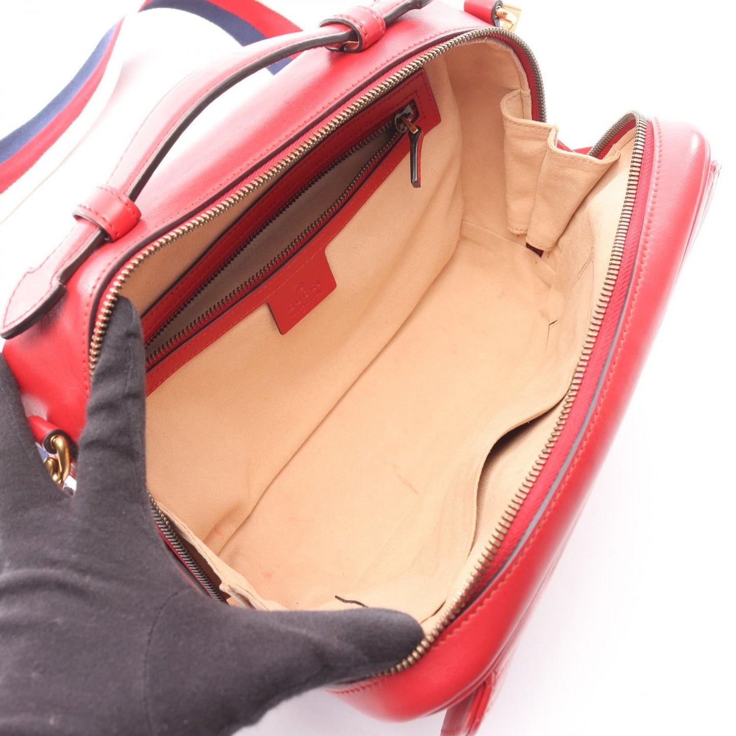 Gucci Handbag GG Marmont Top Handle Bag 2-Way Red Leather Shoulder — view 3
