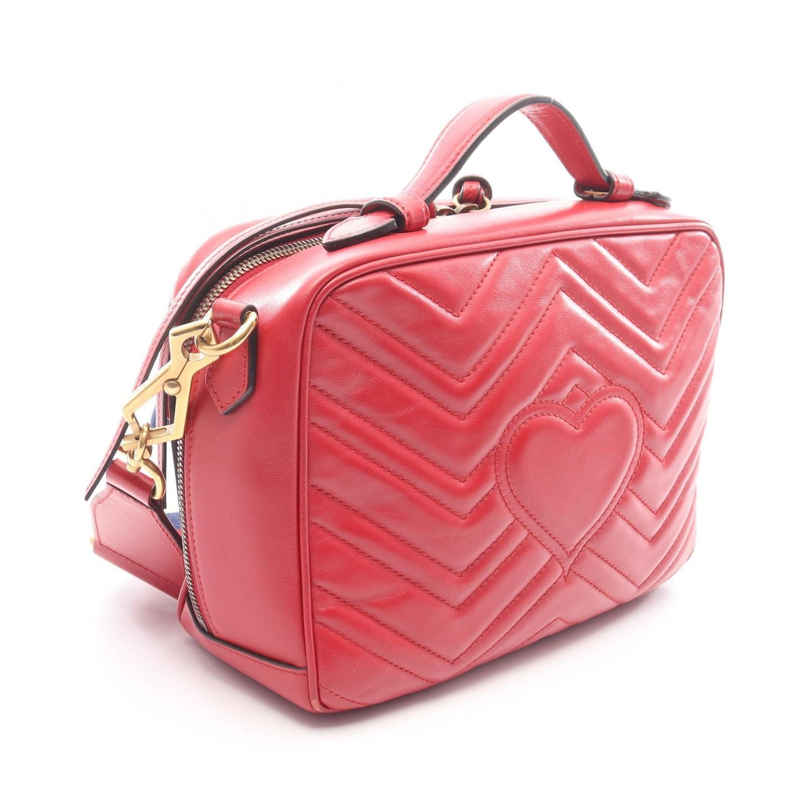Gucci Handbag GG Marmont Top Handle Bag 2-Way Red Leather Shoulder — view 2