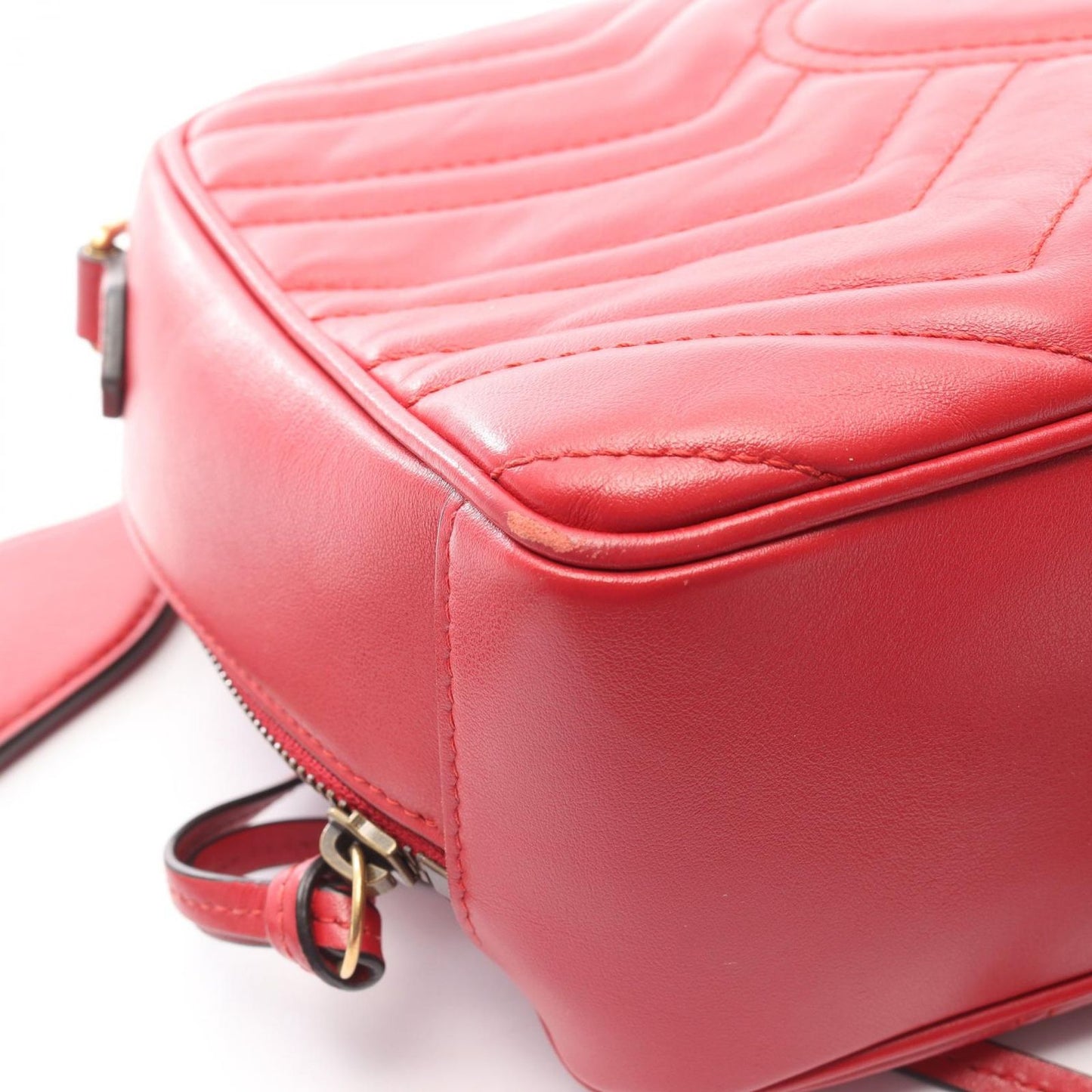 Gucci Handbag GG Marmont Top Handle Bag 2-Way Red Leather Shoulder — view 9