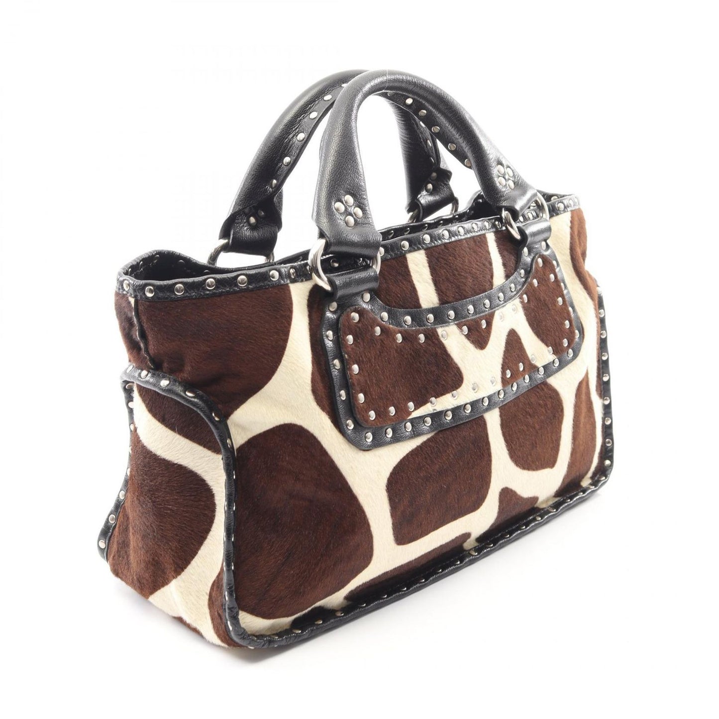 Celine Handbag Boogie Bag Brown Beige Black Leather — view 2