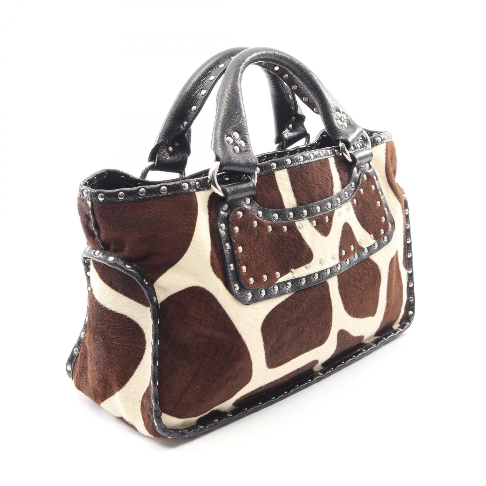 Celine Handbag Boogie Bag Brown Beige Black Leather — view 2