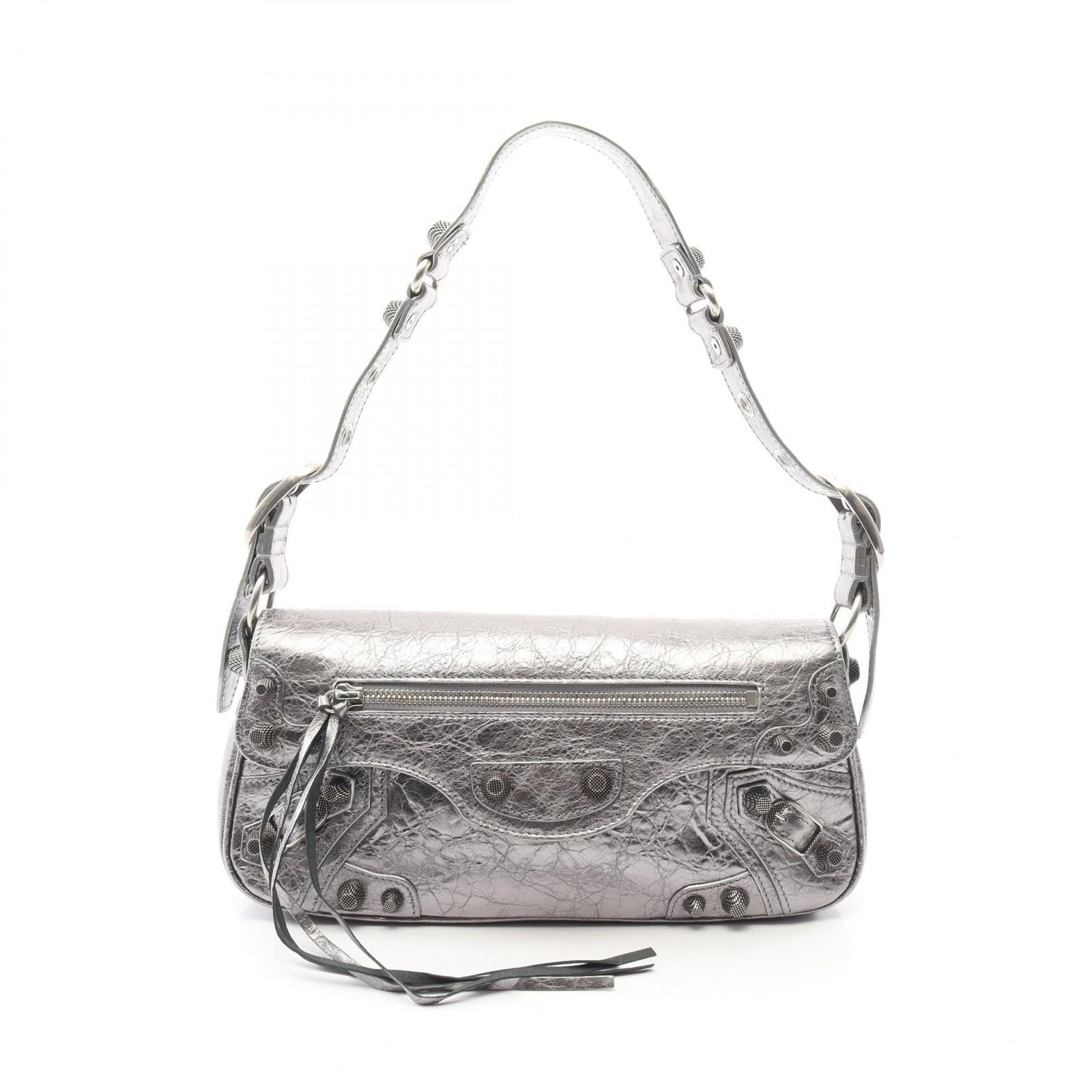 Balenciaga Shoulder Bag Cagole Silver Leather