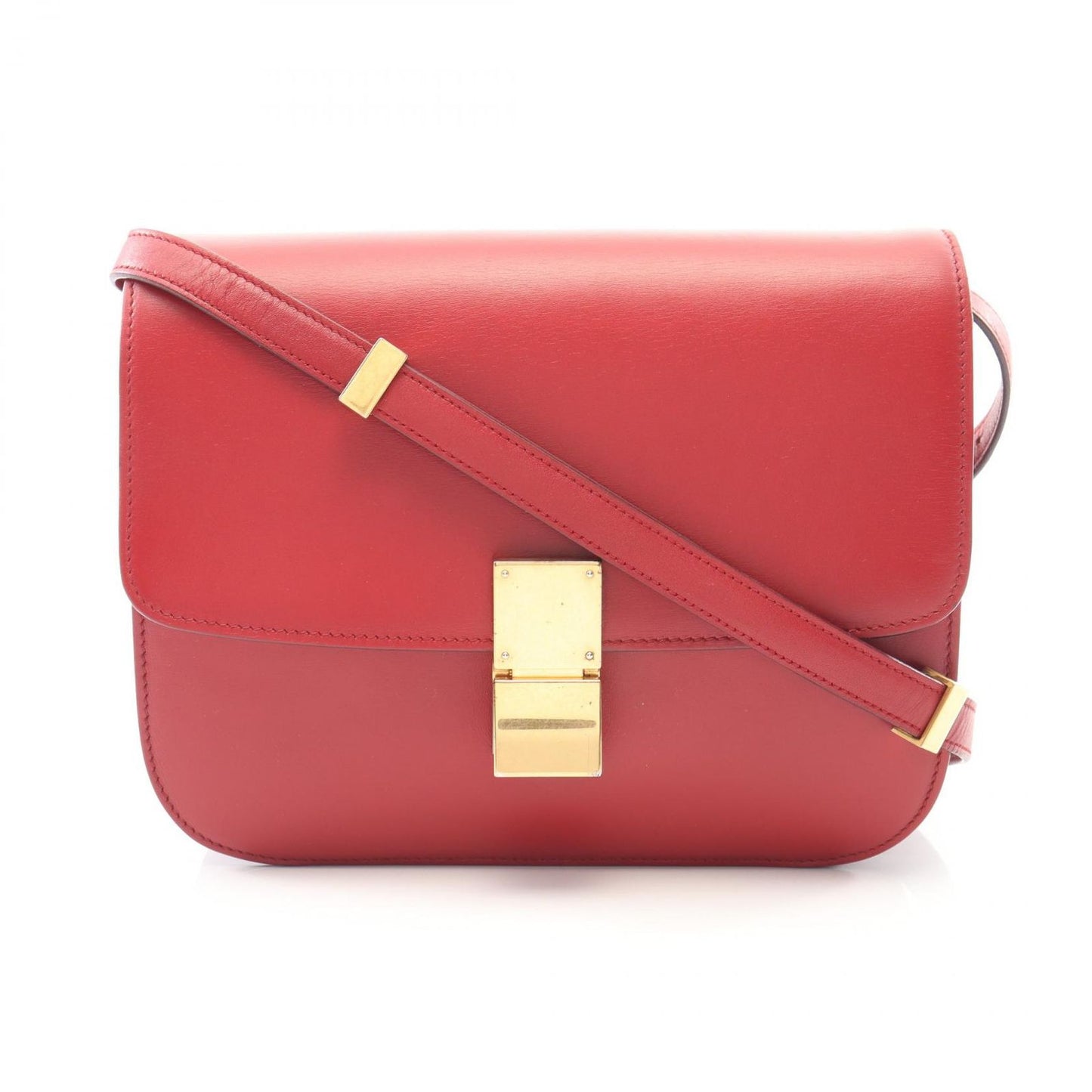 Celine Shoulder Bag Classic Box Red Leather