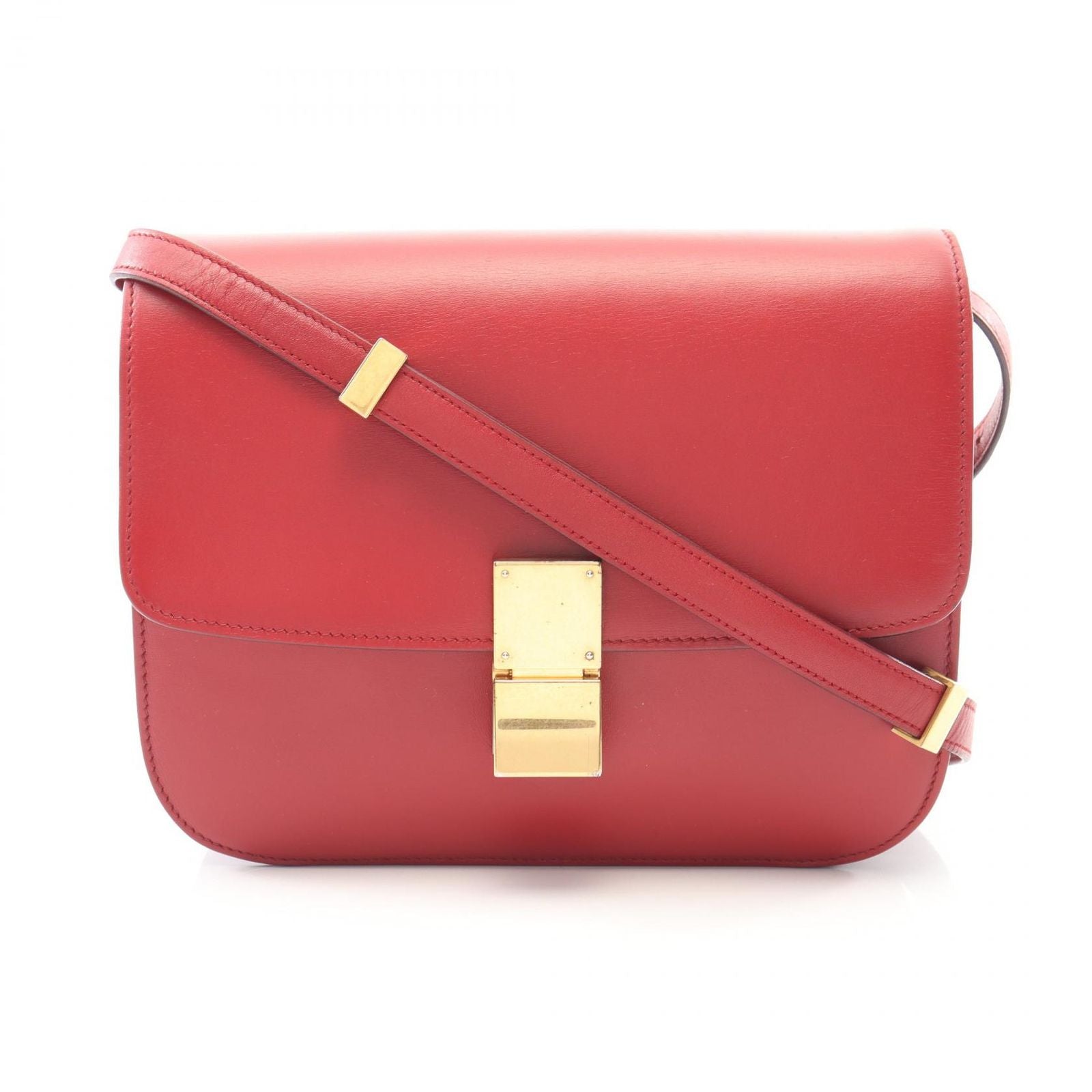 Celine Shoulder Bag Classic Box Red Leather