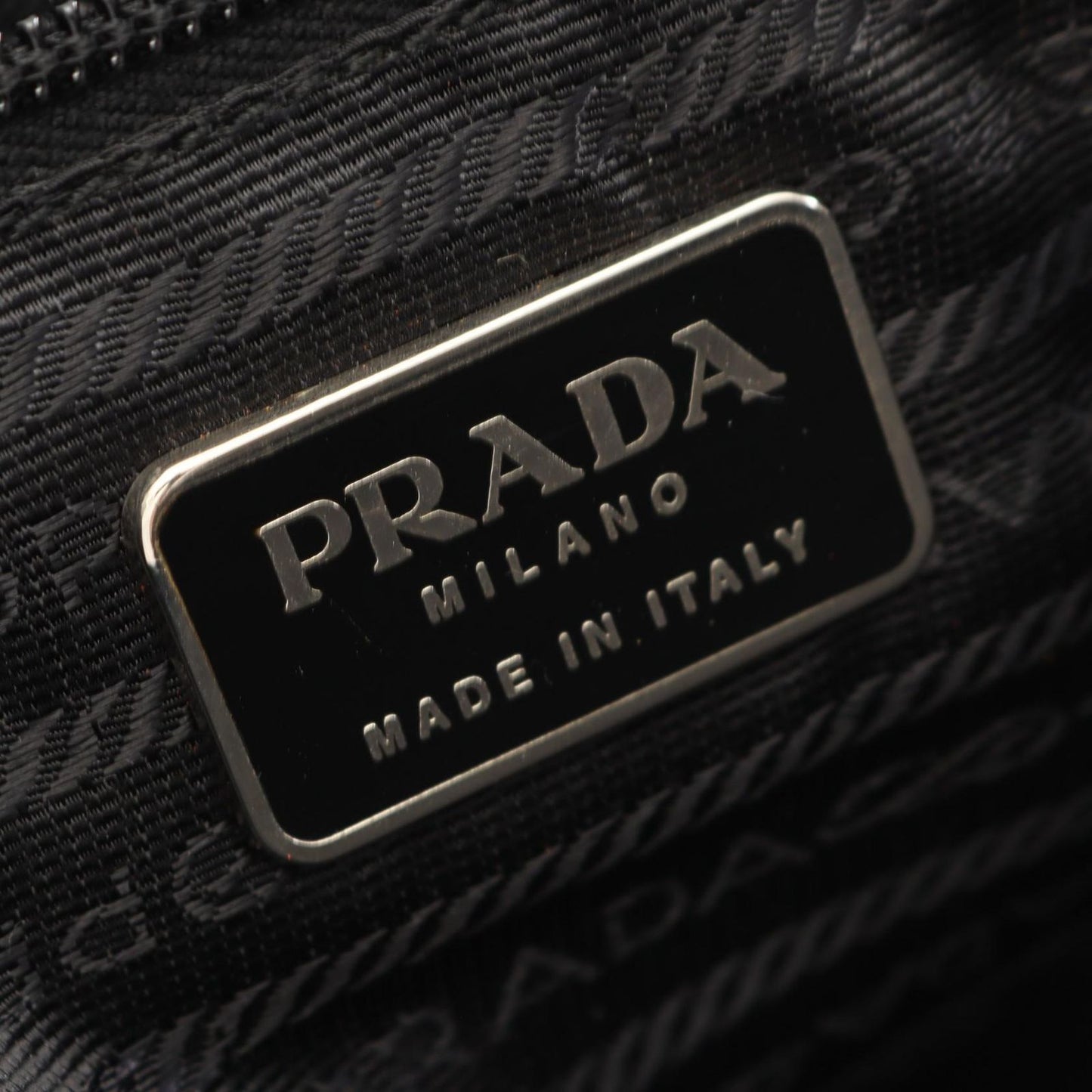 Prada Handbag Black Nylon Leather Line Angle Logo — view 4